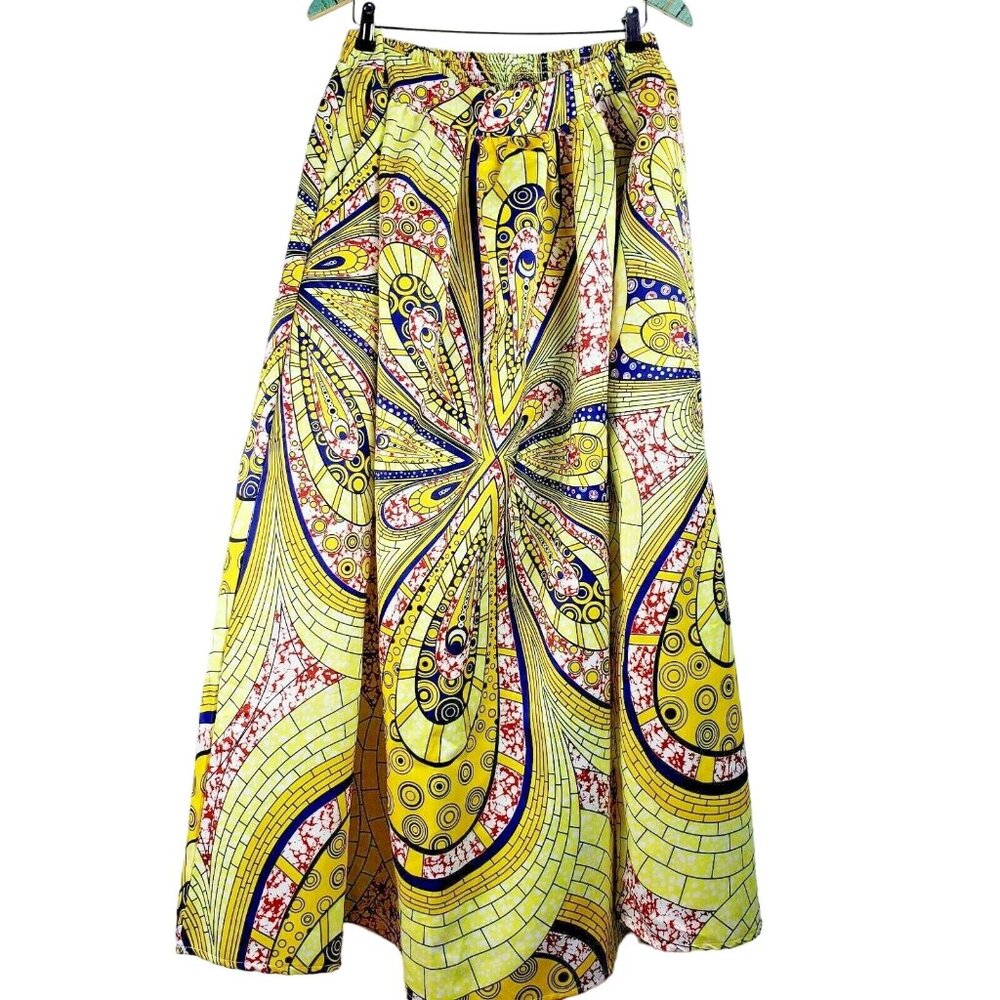 African Women's Stained Glass Window Maxi Skirt Pockets Sz XXL NWOT MUST SEE!